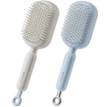 Retractable Cushion Massage Comb for Wet & Dry Hair, Anti-Static Self Cleaning Hair Brush for All Hair Types, Soft Bristles, Easy Eliminates Knots, Detangling Hairbrush for Women Men (Blue + White)