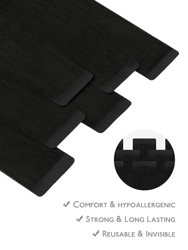 WENNALIFE Fuller Tape in Hair Extensions Human Hair, 20 inch 20pcs 80g Jet Black Remy Hair Straight Tape in Extensions Thicker Skin Weft Tape Ins Extensiones De Cabello Humano