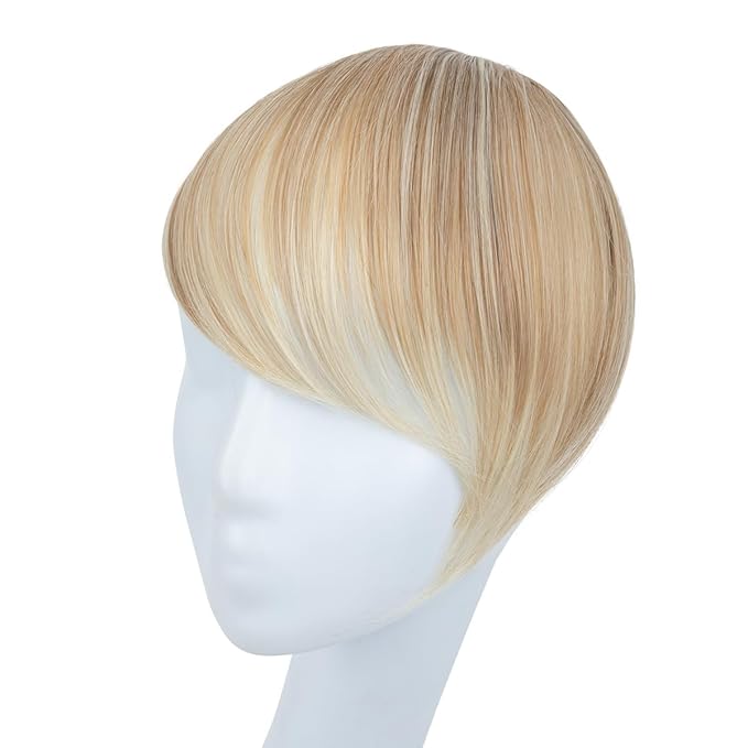SARLA Clip in Side Bangs Extension Straight Synthetic Fake Bangs One Piece for Women Sunny Blonde