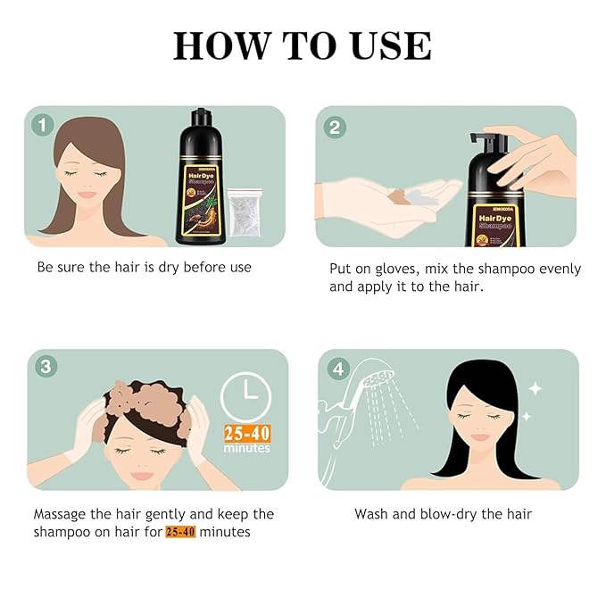Blonde Brown Hair Dye Shampoo 3 in 1, Long-lasting & Natual Hair Color Shampoo, Herbal Ingredients Natural Shampoo Hair Dye Effect in Minutes for Men Women 500ml