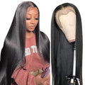 38 Inch 13x6 Straight Lace Front Wigs Human Hair 200 Density HD Transparent Lace Frontal Human Hair Wigs for Women Glueless Wig Pre Plucked Natural Color