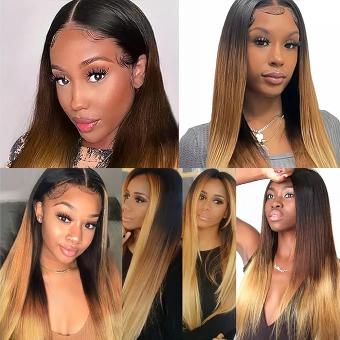 Ombre Human Hair Bundles Blonde Straight Bundle 3 Tone Brown And Honey Blonde Straight Bundles 24 26 28 Inch Double Weft Real Color 27 Bundle Hair Weave