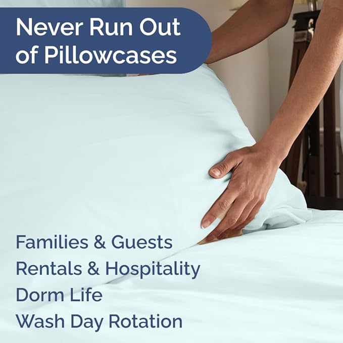 King Pillow Cases Set of 6 - Ultra Soft Hotel Quality Pillowcase Covers - Comfy & Wrinkle Free - Shrink, Stain & Fade Resistant - Easy-Care, Machine Washable Pillow Protectors - 6 Piece Set - Ice Blue
