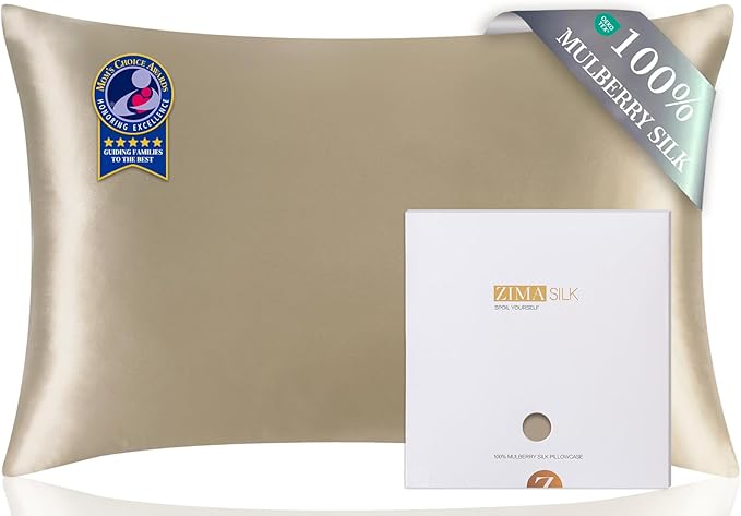 ZIMASILK 100% Pure Mulberry Silk Pillow Cases for Hair and Skin, Soft, Hypoallergenic & Smooth, Both Sides Grade 6A Silk, with Hidden Zipper, Gift for Women Men,1pc(Toddler 13''x18'',Taupe)