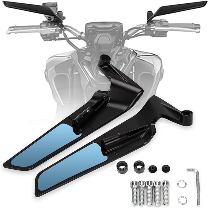 XINGWU Motorcycle Mirrors Anti-glare Stealth Mirror Adjustable Rotating Rearview Mirror Wind Wing Side Mirror for Z650 Z900 Z1000 Duke 390 790 1290 MT07 MT09 S1000 Street Bike Mirrors