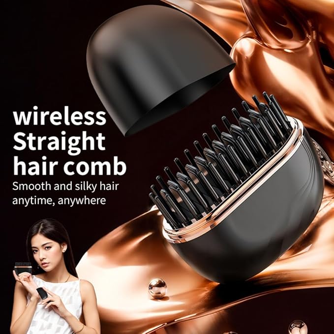 Mini Straightener - 3-Speed Temperature Control Rechargeable Hair Straightener Brush,Anti Scald Shell，Lightweight Portable Heatable Home Travel Gifts (1)