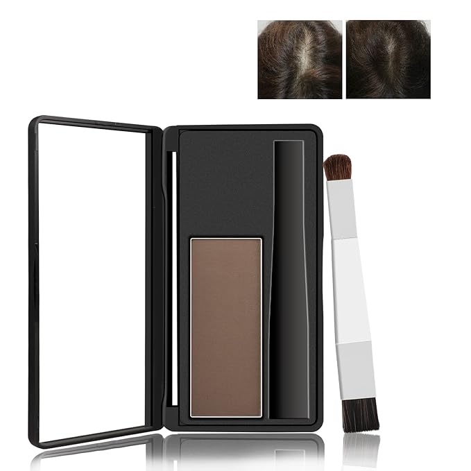 Boobeen Hair Shadow Powder Kit, Roots Touch-Up Powder Cover Hair Color, Temporary Concealer with Brush for Gray Root