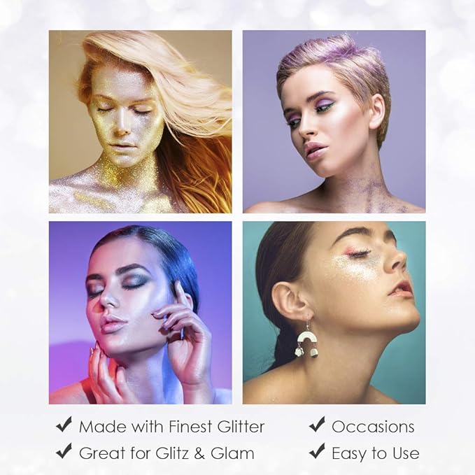 Jerome Russell Temporary Hair and Body Glitter Color Spray, Travel Spray, Lightweight, Adds Sparkly Shimmery Glow, Perfect to use On Hair, Skin, or Clothing, 2.2 oz - Multi-Color x 1 Pack