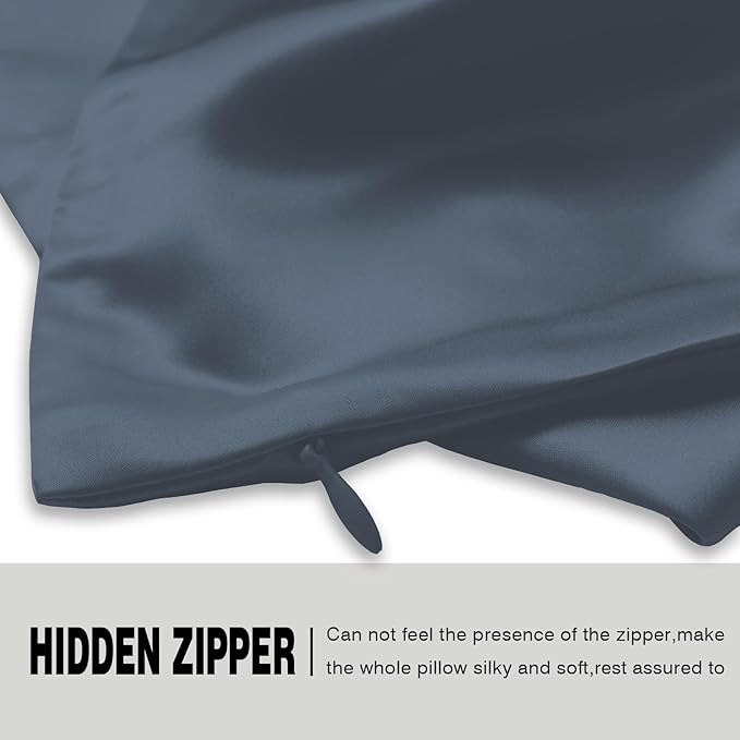 Silk Pillow Cases 2 Pack Soft Breathable and Sliky Queen Size Pillow Cases Set of 2,Natural Mulberry Satin Silk Pillowcase with Hidden Zipper for Hair and Skin (Space Grey,20"X 30",2pcs)