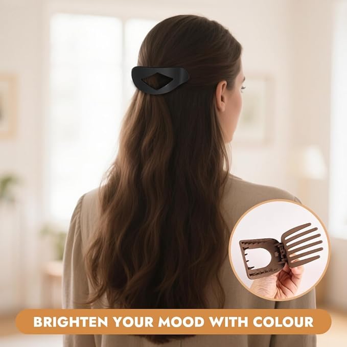 Flat Hair Claw Clips for Women,Matte Medium Hair Clips for Thick & Thin Hair- Comfortable Everyday Use for Office, Yoga, Party & Casual Styling (4PCS J)