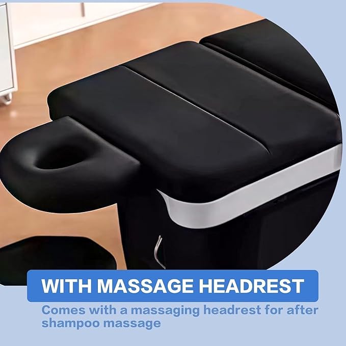 Professional Beauty Salon Shampoo Bed Head Spa Equipment with Water Circulation,Steamer,Shampoo Chair Luxury Head Care SPA Shampoo Bed (Black)