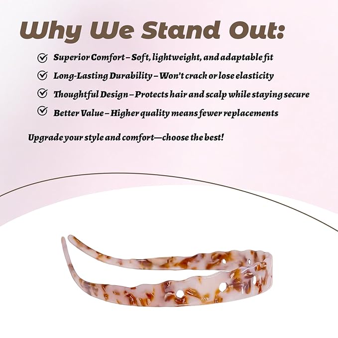Headbands with Teeth Non-Slip Thin Acetate Hairbands for Women, Sunglasses Headband Design, 90s Retro Hair Barrettes, No Pressure & No Headache Head Bands (Amber Brown Star)