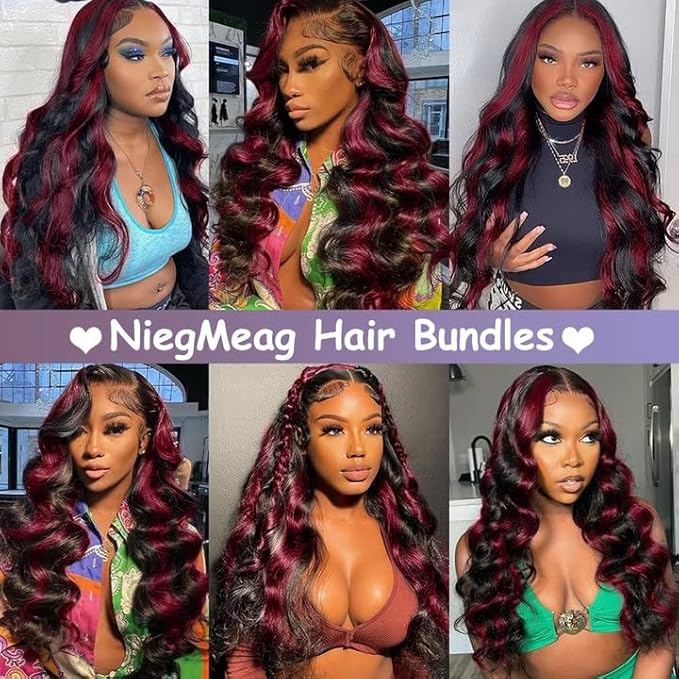 99j Bundles Human Hair P1B99j Body Wave Bundles 2 Tone Black and Burgundy Bundle 18 18 18 Inch Peruvian Unprocessed Virgin Remy Hair Extensions