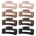 TOCESS Hair Claw Clips for Women - 8PK Large Neutral Matte Square Jumbo Hair Clips for Thick, Thin, Long, Short, Curly Hair Girls, Big Jaw Clip Set for Daily Use