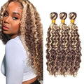 26 28 30 Inch Blonde Bundles Human Hair Highlight Deep Wave Bundle 2 Tone Brown Mixed With Blonde Bundles Niegmeag Brazilian Virgin Remy Hair Extensions 300g