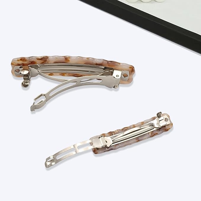 Hair Clips for Women,3.5 Inch Acetate Medium Hair Claw Clips for Women Thin Thick Curly Hair,Strong Hold No Slip Grip,French Classic Multicolor Barrettes Hair （Amber Brown Oblong）
