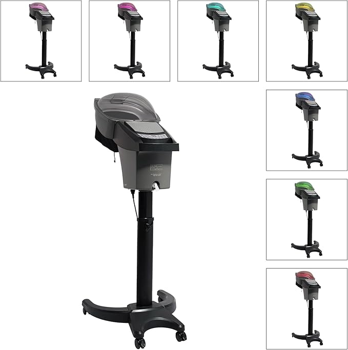 700W Fast-Heating Ozone Steam Therapy + 7-Color Light Scalp Treatment, Adjustable Height (50-58.66") Hooded Dryer w/ 1700mL Tank & Wheels, Auto Shut-Off (Black)