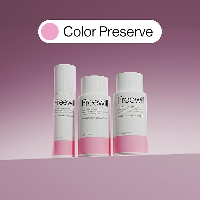 Freewill Color Seal Glossing Rinse, Gloss Treatment for Preserving Hair Color and Restoring Shine to Color-Treated Hair, Helps with Frizz Control, 8.5 oz