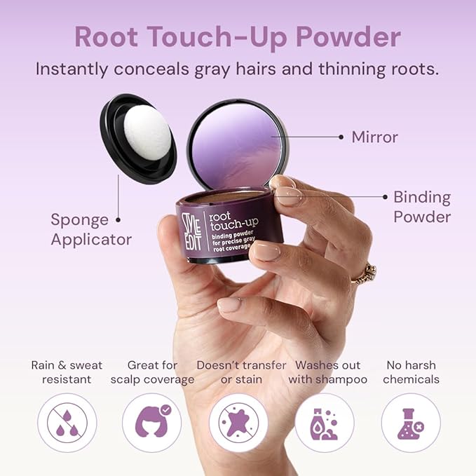 Style Edit Root Touch Up Powder, to Cover Up Dark Roots and Grays Between Salon Visits, Water Resistant, Non-Sticky, Compact And Mess-Free, Dark Red Hair Color (Pack of 3)