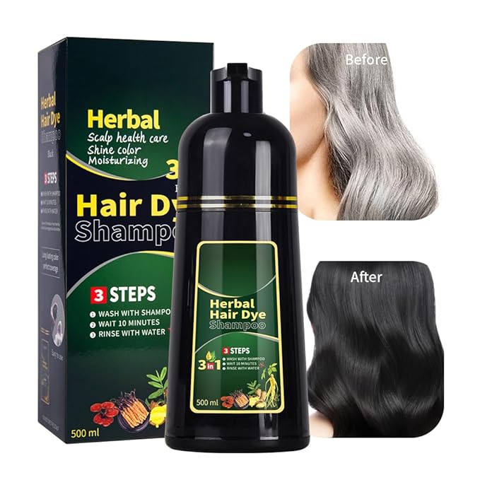 Chestnut brown Hair Dye Shampoo 3 in 1 Herbal Natural Dye Cover Gray, for Women/Men Hair Color for Grey Coverage (Chestnut brown)