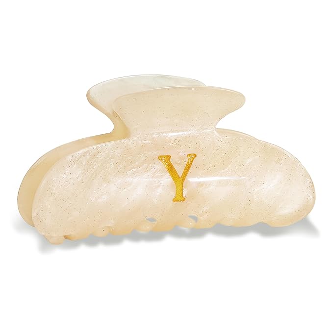 Acrylic Letter Hair Clips for Women - Monogram Hair Claw Alphabet Large Hair Clip, Fashion Glitter Claw Clips Elegant And Durable Hair Accessory, Letter Y