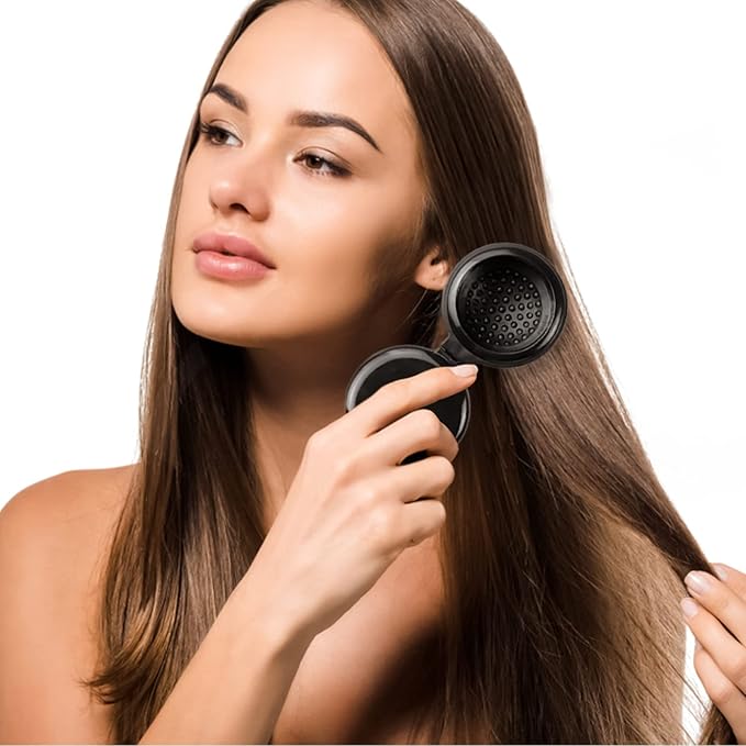 10 Pack Folding Travel Mini Hair Brush with Mirror, Round Hair Brushes Folding Pocket Hair Brush Mini Hair Comb for Women and Girls (Black)