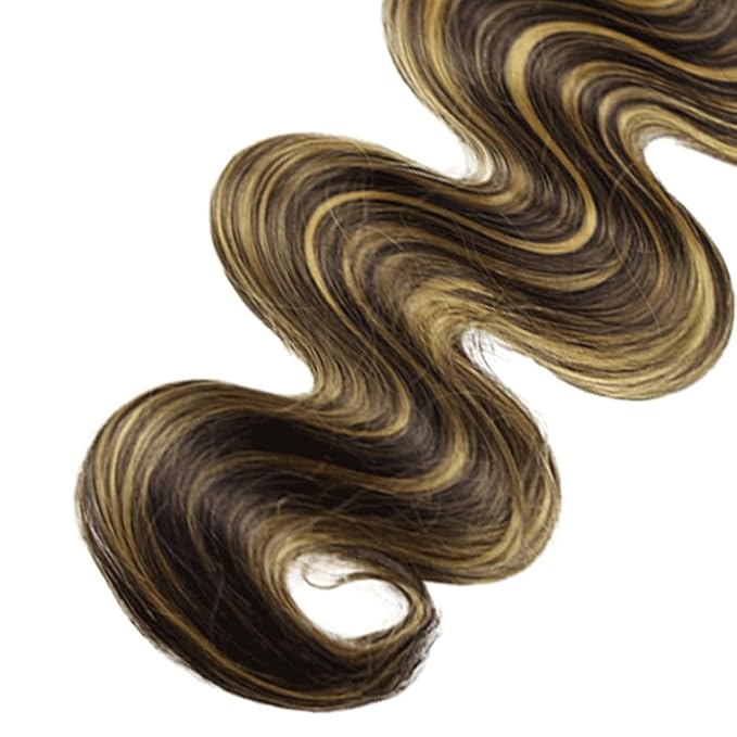 30 Inch Highlight Bundles Human Hair Blonde Body Wave Bundles Niegmeag Virgin Soft and Skily Remy Hair Extensions Double Weft 2 Tone Black and Honey Blonde Bundle