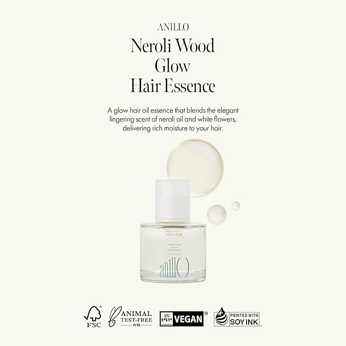ANILLO Neroli Glow Hair Essence with Bitter Orange Flower Oil & Complex for Soft Shine, Floral Citrus Scent, Paraben-Free (50ml / 1.69 fl. Oz)