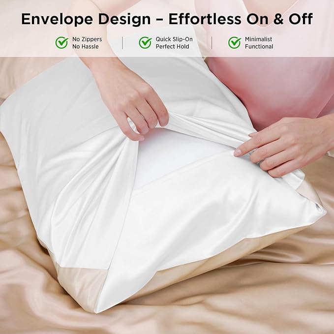 Utukky 100% Mulberry Silk Pillowcase 22 Momme - Ultra Premium 6A Grade Silk Pillow Case - Envelope Enclosure - Breathable Cooling Pillow Cover