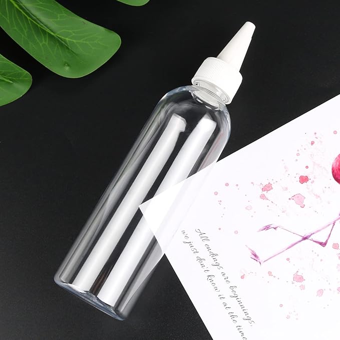 TRENDBOX 4oz / 120ml Plastic Bottle Pointed Mouth Top Cap for Essential Oils, Liquid - 12 Pack