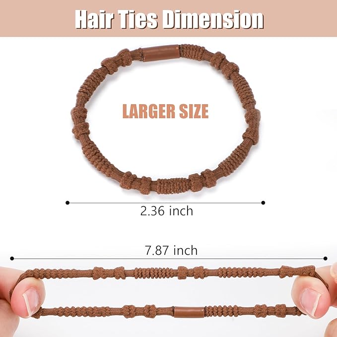 WantGor Boho Hair Ties, 20 PCS Hair Bands 4 Styles Neutral Hair Ties 2.36inch Cute Ponytail Holders Elastic Boho Hair Bracelets for Women Thick Thin Long Curly