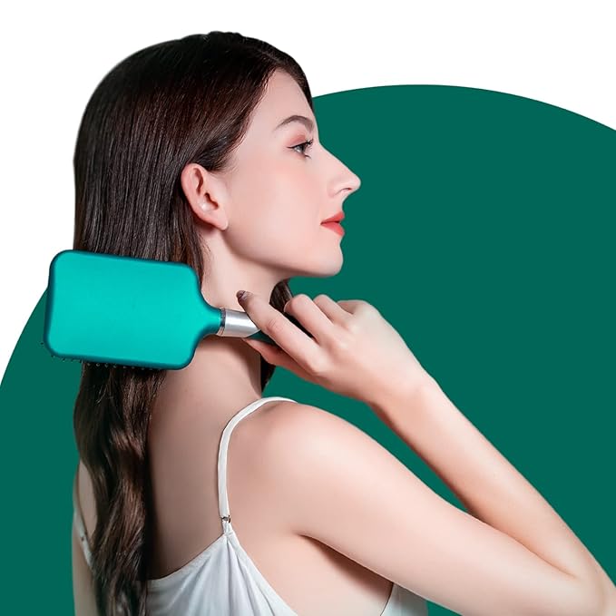 RHOS Hair Brush for Women and Men - Detangler Hair Brush with Nylon Bristles for Thick, Curly, Thin, Long, Wet & Dry Hair - Cushion Square Hair Brush for Detangling and Smoothing - 1 Pack - Green