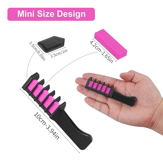 MSDADA New Hair Chalk Comb Temporary Hair Color Dye for Girls Kids with Light Color Hair, Washable Hair Chalk for Girls Age 4 5 6 7 8 9 10 Birthday Cosplay DIY, Christmas