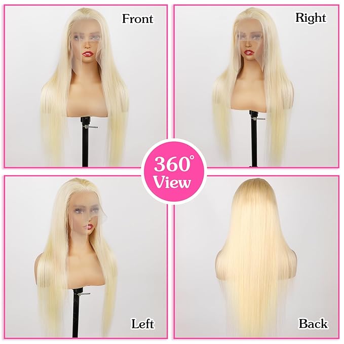 613 13x6 Lace Front Wig Human Hair 200 Density Straight Blonde Lace Front Wigs Human Hair 28 Inch Full & Thick 613 HD Lace Frontal Wig Human Hair Pre Plucked with Baby Hair for Women