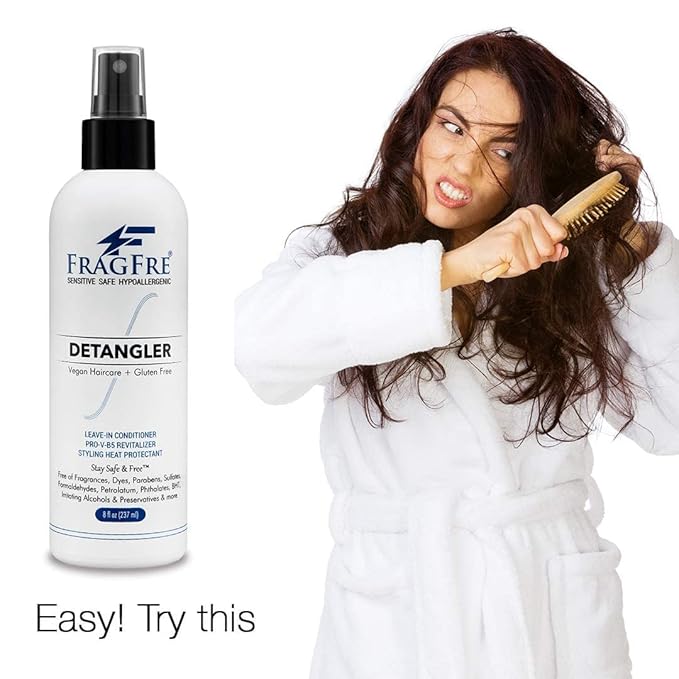 Hair Detangler Spray, 8 oz - Leave in Conditioner for Sensitive Skin and Scalp - Styling Heat Protectant Spray - Gluten Free Vegan Cruelty Free