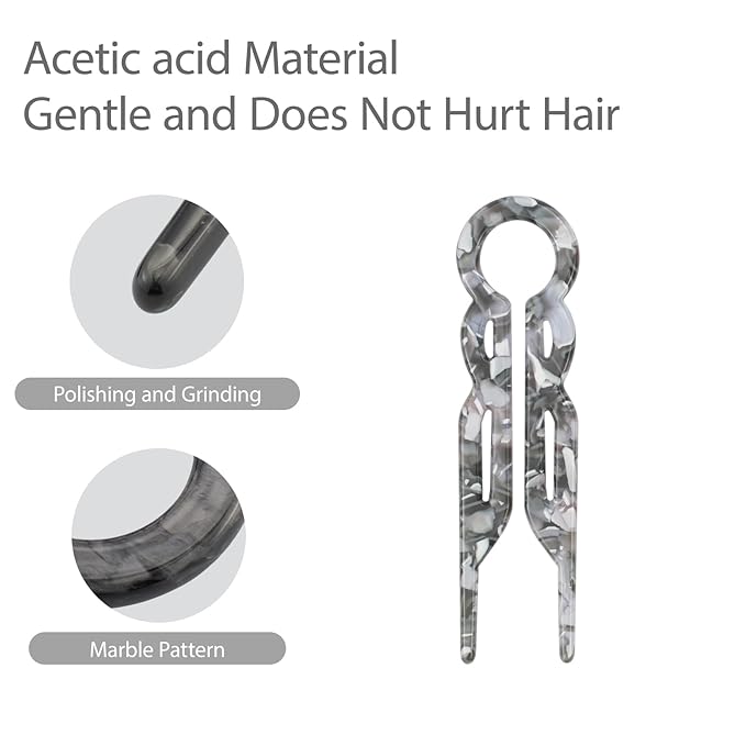 Prestige Acetate Hair Pins - 4 Pack with Storage Case, 4.5” U-Shaped Clips for Thick Hair, Elegant French-Style Hair Accessories