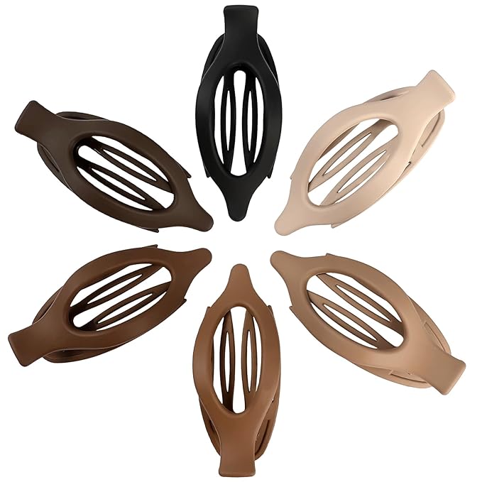 Flat Hair Clips for Women - 6 PCS French Flat Claw Clips Medium Hair Clips for Girls Large Hair Claw Clips for Thick or Thin Hair Strong Hold No Slip Hair Accessories for women (Brown)