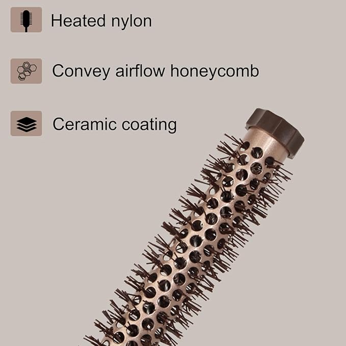 Volume Wand - Round Blow Dry Brush for Hair Styling | Compact Barrel Set with Heat-Resistant Bristles, Lightweight Frame for Bang Shaping, Beard Grooming, Root Lifting and Fringe Curling