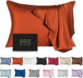 Mulberry Silk Pillowcase for Hair and Skin,King Size Cooling Silk Pillow Case with Hidden Zipper,Allergen Proof Dual Sides Soft Breathable Smooth Silk Pillow Cover for Women(King,Orange)