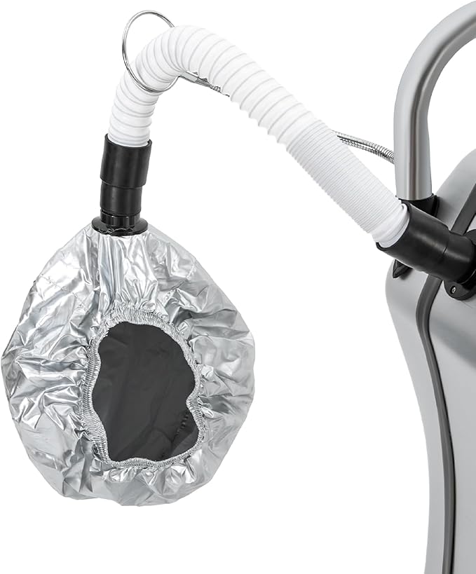 7 in 1 Professional Stand Hood Hair Steamer Multifunctional Hooded Treatment Perming Machine, Adjustable Height Rolling Hair Color Processor, Hooded Hair Dryer with Control Panel and Wheels