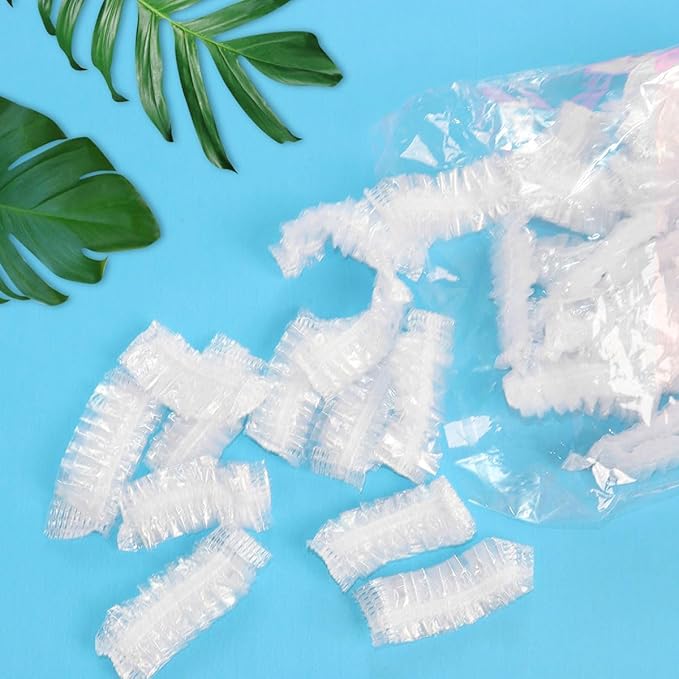 500 PCS Disposable Ear Covers for Shower, Clear Plastic Ear Shower Caps, Waterproof Ear Protectors for Hair Dye