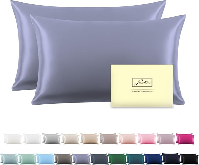 Silk Pillowcase for Hair and Skin,Soft,Breathable and Sliky 100% Silk Pillowcases King Set of 2,Both Sides Natural Mulberry Silk Pillow Cases with Hidden Zipper(King Size 20"X 36",2pcs)