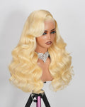 30 Inch 613 13x6 Lace Front Wig Human Hair 180 Density Blonde Wig Human Hair Body Wave 100% Real Human Hair True Length Random Dyeing No Shedding No Synthetics Triple Lifespan 3X