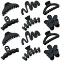 12 Pcs Claw Clips, Multi-Shapes Hair Clips for Women Girls, Non-Slip Large Jaw Claw Clips for Thick Thin Curly Hair Accessories (Black)