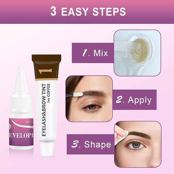 Eyelash & Eyebrow Color Kit, Professional Instant Lash & Brow Color Kit with Natural Results, Easy to Use, Eye Brow & Eye Lash Coloring Set DIY Hair Coloring for Salon Home Use 7ml (Coffee/Dark Brown)