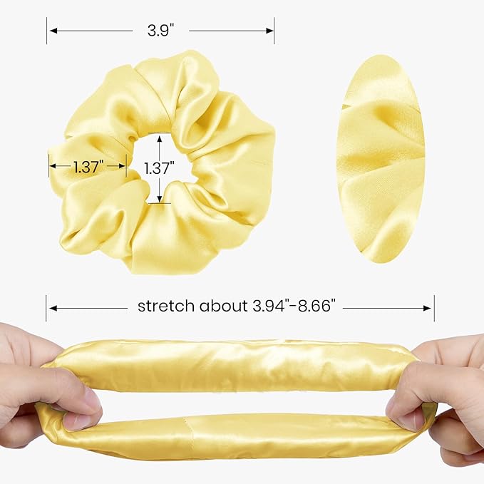 LILYSILK Silk Hair Scrunchies/Ties for Frizz & Breakage Prevention, 100% Mulberry, No Damage, Elastic ponytail Holders, 1Pc, Gold