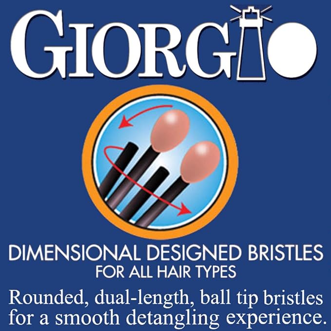 Giorgio GION1-2B Neon Blue Set of 2 Gentle Touch Detangler Hair Brush for Men and Women. Soft Bristles for Sensitive Scalp. Wet and Dry for all Hair Types. Scalp Massager Brush Stimulate Hair Growth