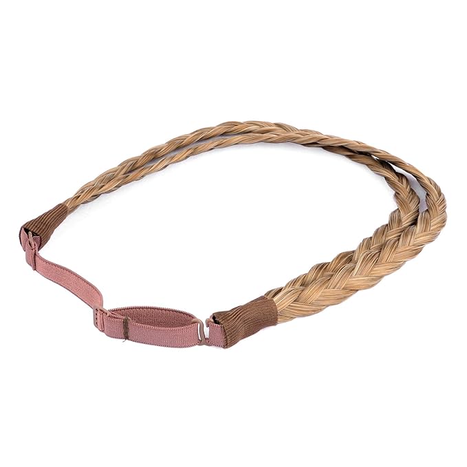 DIGUAN Double Three Strand Synthetic Hair Braided Headband Hairpiece Extension Women Girl Beauty accessory (Caramel Blonde)