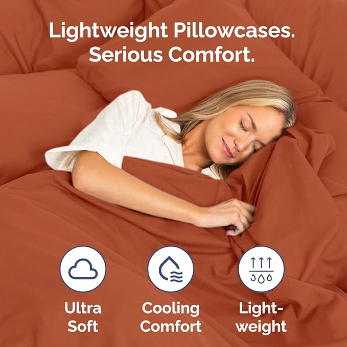 King Pillow Cases Set of 4 - Ultra Soft Hotel Quality Pillowcase Covers - Comfy, Cozy & Wrinkle Free - Shrinkage, Stain & Fade Resistant - Machine Washable Pillow Protectors - 4 Piece Set - Terracotta