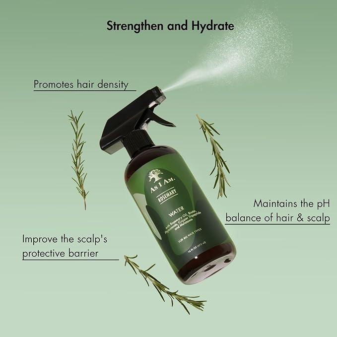 As I Am Rosemary Water 16 oz - Scalp Treatment for Hair Density - with Biotin & Saw Palmetto